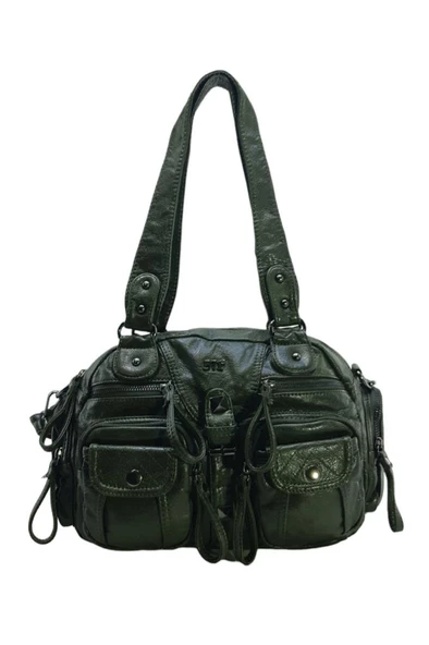 Y.S.Deri Kadın Omuz Çantası Vegan Deri Çok Cepli Çapraz Askılı Bayan Çantası 30 Cm - Resim 7