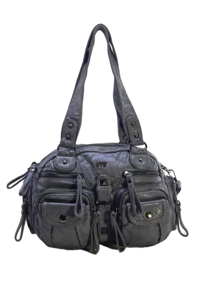 Y.S.Deri Kadın Omuz Çantası Vegan Deri Çok Cepli Çapraz Askılı Bayan Çantası 30 Cm - Resim 2