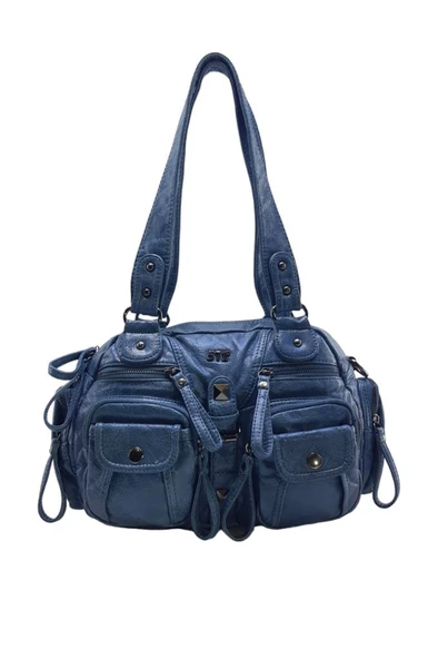 Y.S.Deri Kadın Omuz Çantası Vegan Deri Çok Cepli Çapraz Askılı Bayan Çantası 30 Cm - Resim 3