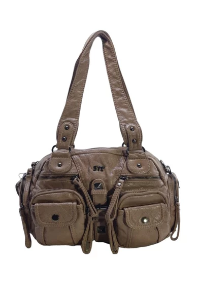 Y.S.Deri Kadın Omuz Çantası Vegan Deri Çok Cepli Çapraz Askılı Bayan Çantası 30 Cm - Resim 6