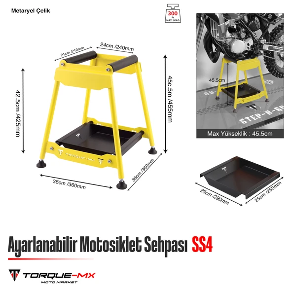 Torque-MX Ayarlanabilir Motosiklet Sehpası SS4 Sarı - 5