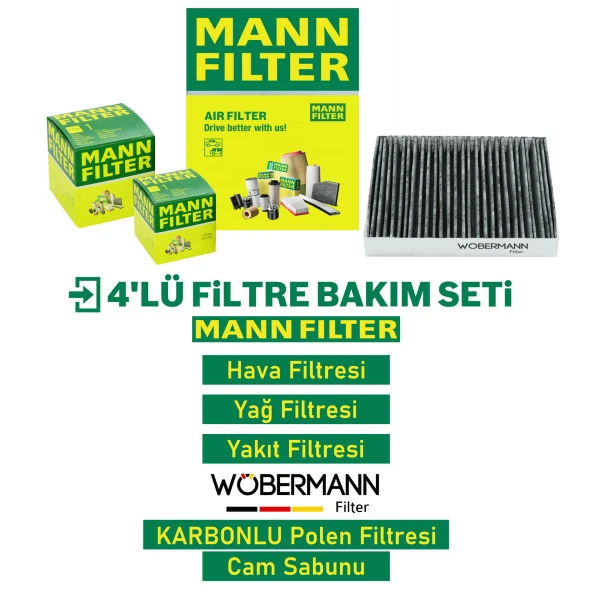 Wöbermann+Mann Volvo V40 1.6 D2 Filtre Bakım Seti 2013-2016 4K