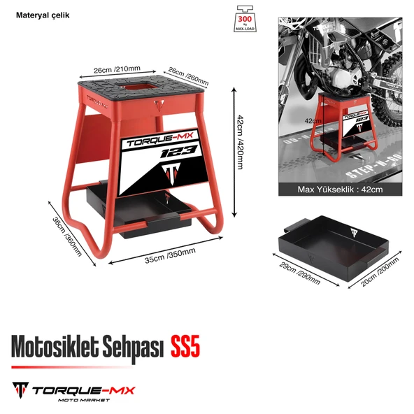 Torque-MX Motosiklet Sehpası SS5 Kırmızı - Resim 5