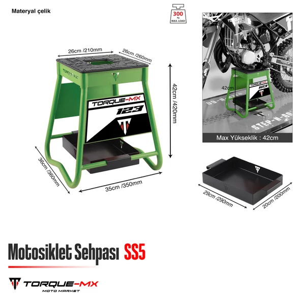 Torque-MX Motosiklet Sehpası SS5 Yeşil - Resim 5