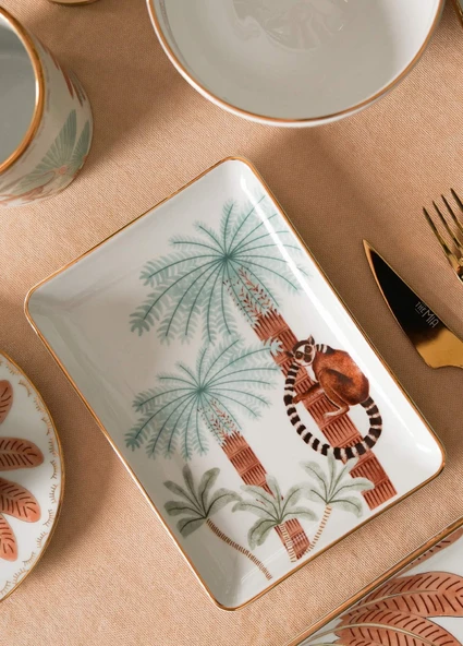 THE MİA PAL003 PALM DEKORATİF TABAK 18X13 CM