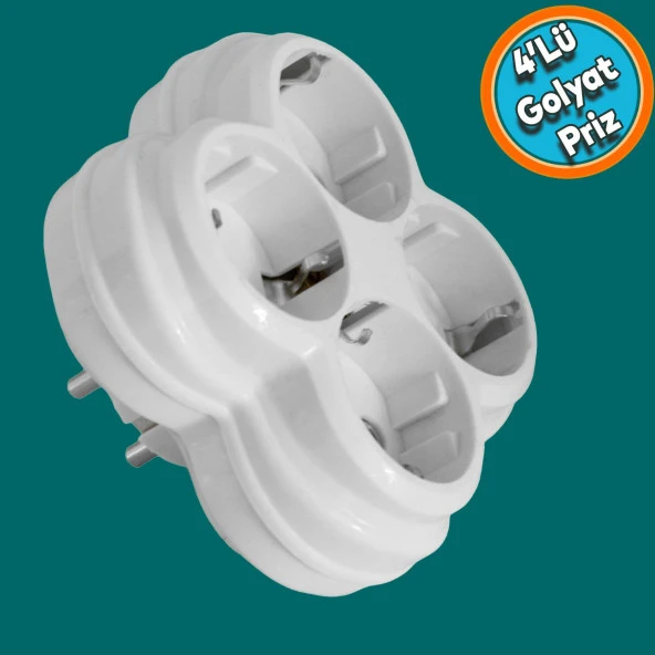 Topraklı Çocuk Korumalı Çoklu Golyat 4 Lü Grup Priz Çoğaltma Dörtlü Fiş Piriz Sıva Üstü