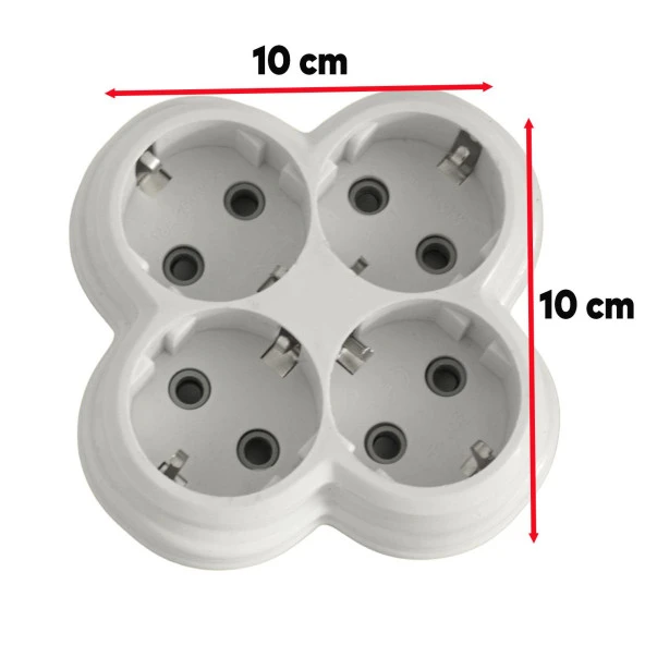 Topraklı Çocuk Korumalı Çoklu Golyat 4 Lü Grup Priz Çoğaltma Dörtlü Fiş Piriz Sıva Üstü - 5