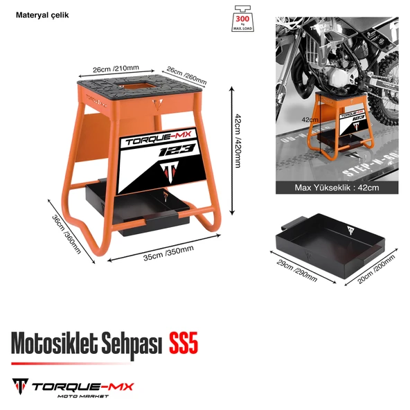 Torque-MX Motosiklet Sehpası SS5 Turuncu - Resim 5