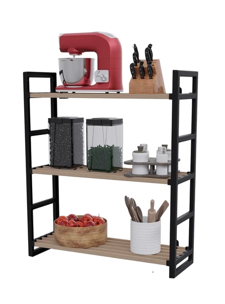 3 Katı Siyah Kitaplık & Ayakkabılık, Banyo, Mutfak, Oyuncak Dolabı Raf SW-5003 - 4