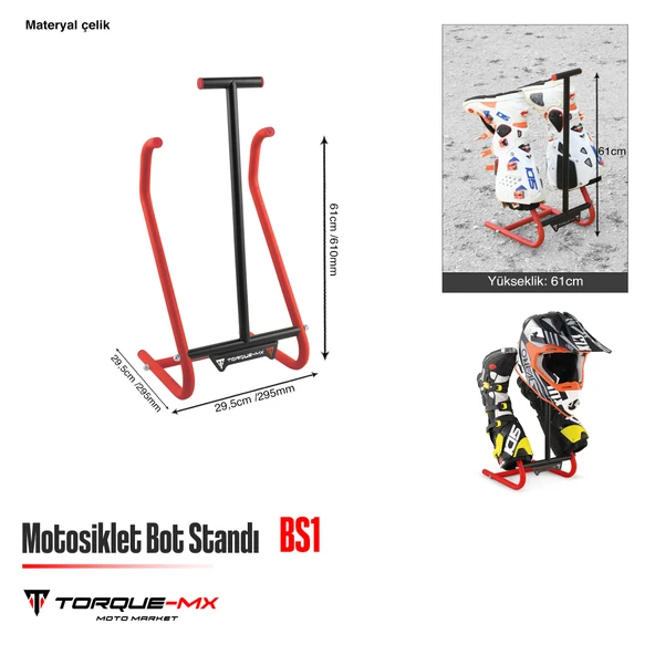 Torque-MX Motosiklet Bot Standı BS1 Kırmızı - Resim 5