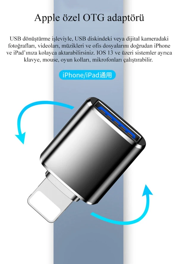TrkTech Iphone Ipad Uyumlu Lightning To Usb 3.0 (yüksek Hızlı) Veri Aktarımı Otg Çevirici Dönüştürücü - 2
