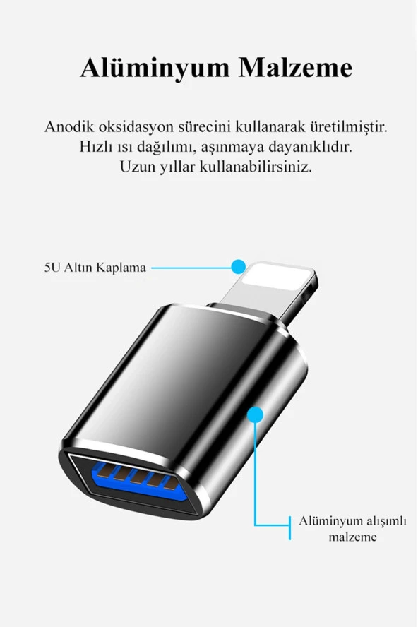 TrkTech Iphone Ipad Uyumlu Lightning To Usb 3.0 (yüksek Hızlı) Veri Aktarımı Otg Çevirici Dönüştürücü - 4
