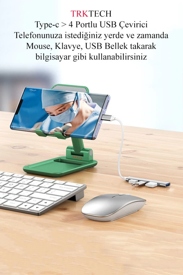 TrkTech Type - C 4 Girişli Usb Çoğaltıcı Type-c To Usb Hub 4 Ports - 3