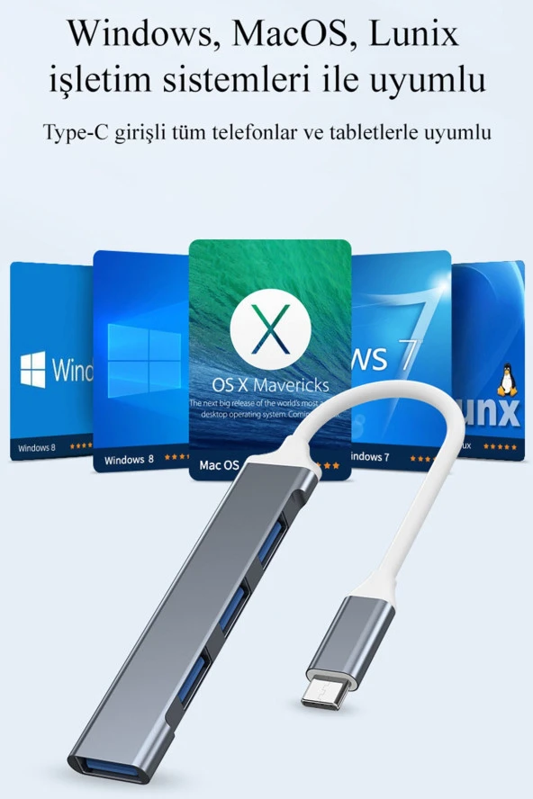 TrkTech Type - C 4 Girişli Usb Çoğaltıcı Type-c To Usb Hub 4 Ports - 4