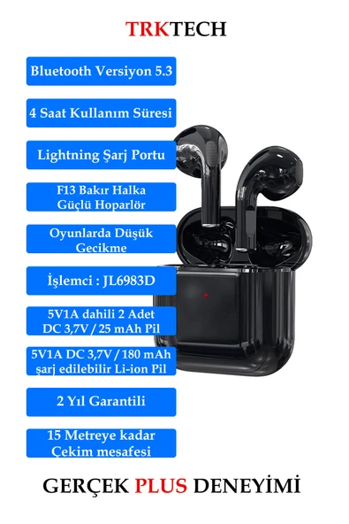 TrkTech Pro 5 Plus Siyah 5.3 Bluetooth Versiyon Premium A Kalite Hd Ses Performanslı Bluetooth Kulaklık - 3