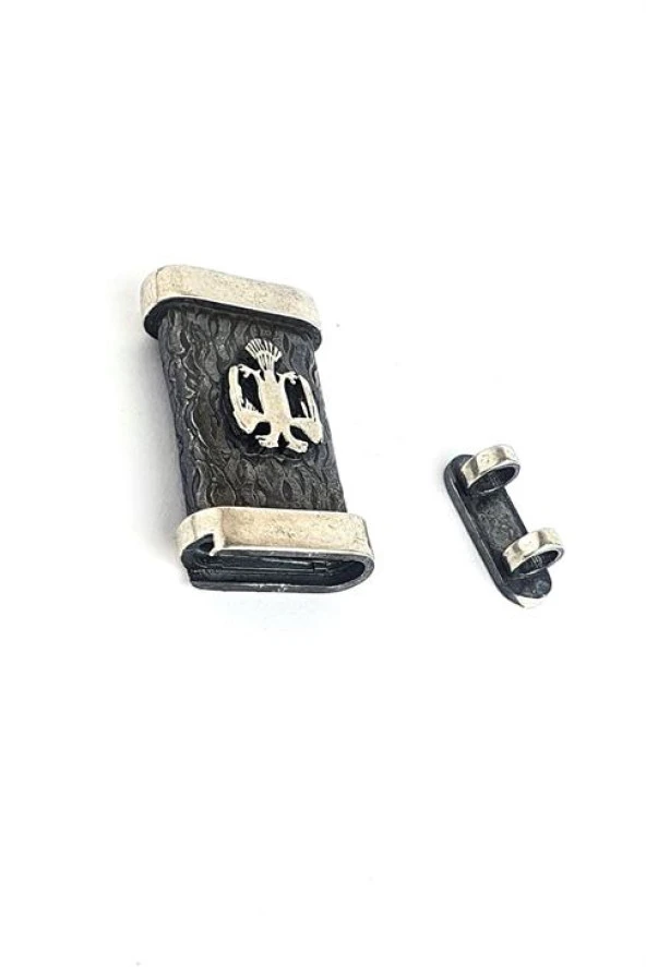 925Ayar Gümüş Çift Başlı Kartal Figürlü Kapaklı Tasarım Kolye Ucu ürün görseli