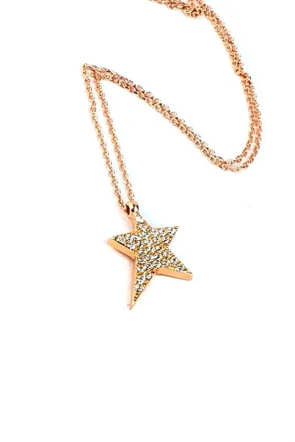 925Ayar Gümüş Üzerine Rose Altın Kaplama Trend Yıldız Kolye ürün görseli
