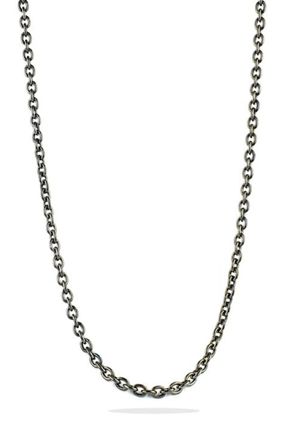 İtalyan 925Ayar Gümüş Üzerine Siyah Rodajli Tasarım Erkek Kolye Zincir ürün görseli