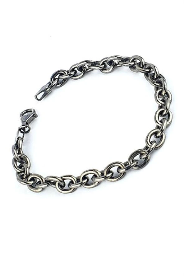 İtalyan Tasarımı 925 Ayar Gümüş Üzerine Siyah Rodajli Tasarım Erkek Bileklik ürün görseli