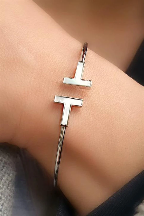 Sedef Taşlı İtalyan 925 Ayar Gümüş Trend Bileklik ürün görseli