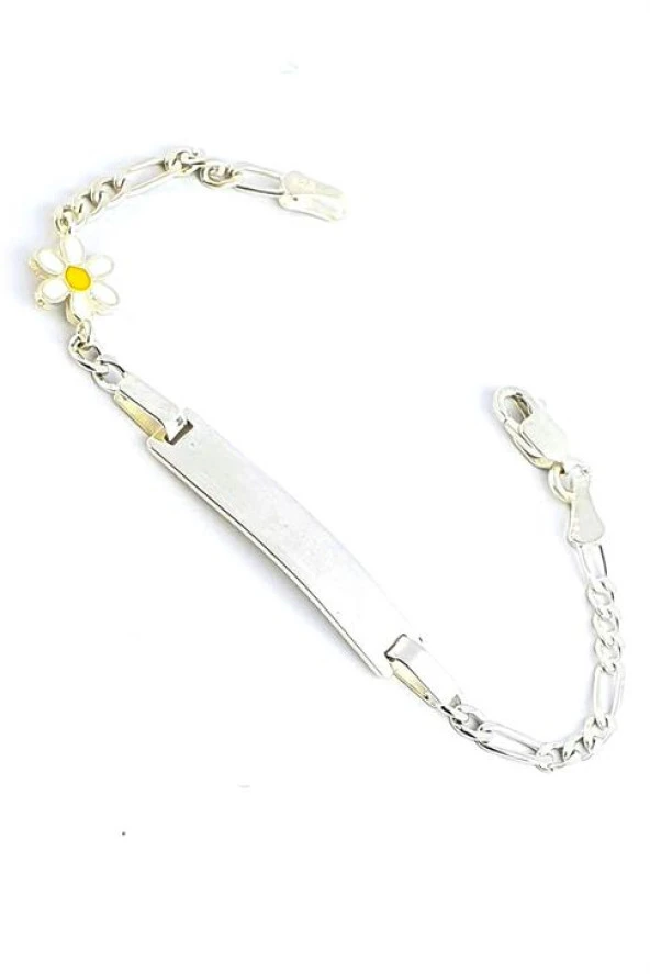 Mineli Papatya Figürlü 925Ayar Gümüş Çocuk Bileklik ürün görseli