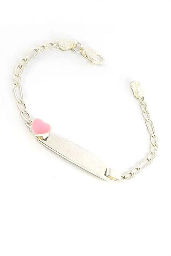 Mineli Kalp Figürlü 925Ayar Gümüş Çocuk Bileklik ürün görseli