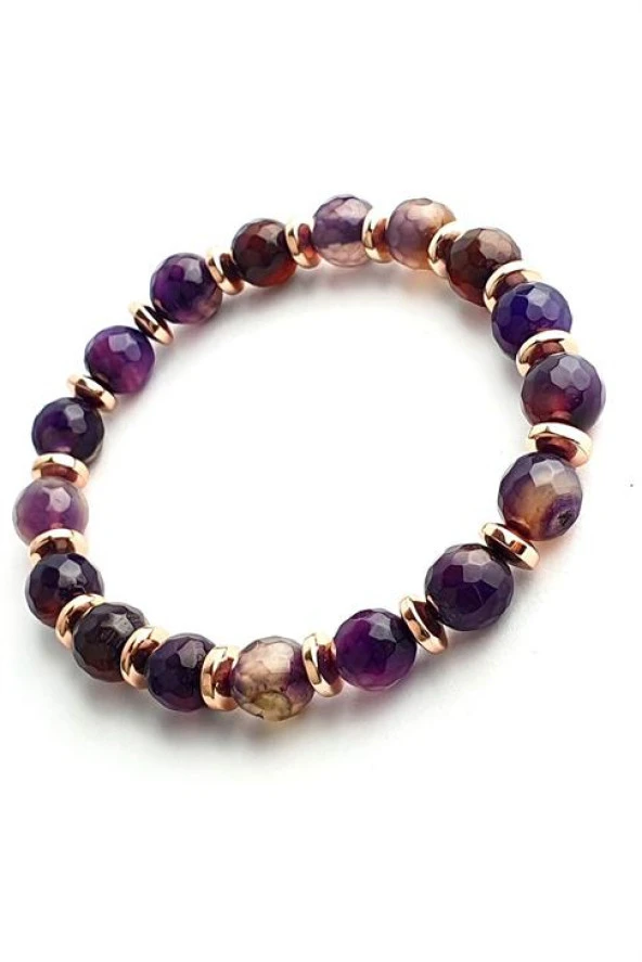 Akik Ve Hematit Taşlı El İşi Doğal Taş Bileklik ürün görseli