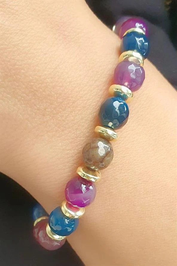 Akik  Hematit Taşlı El İşi Doğal Taş Bileklik ürün görseli