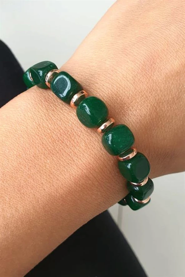 Yeşim Hematit Taşlı El İşi Doğal Taş Bileklik ürün görseli