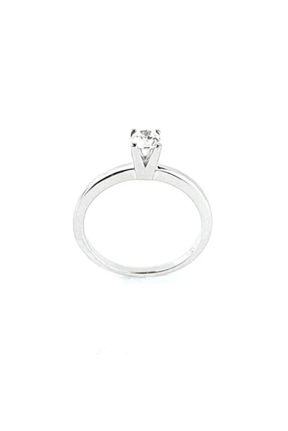 Sky Diamond Taşlı 925Ayar Gümüş Üzerine Beyaz Altın Kaplama Tek Taş Yüzük ürün görseli