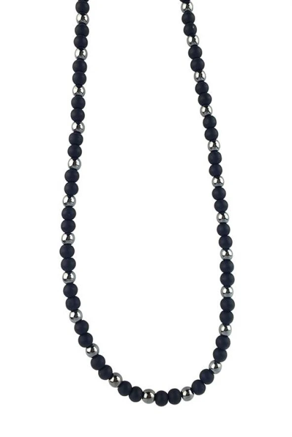 Mat Oniks Ve Hematit Taşlı El.İşi Tasarım Doğal Taş Kolye ürün görseli