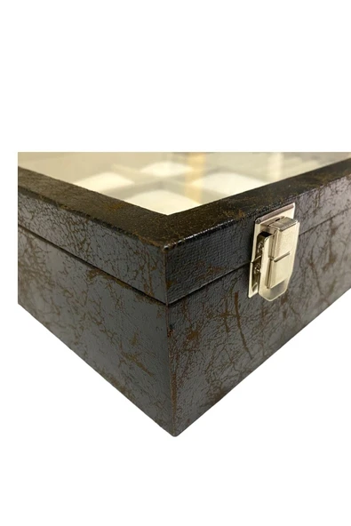 Saat Ve Takı Kutusu Çatlak Kahve Desenli Özel Seri - Resim 3