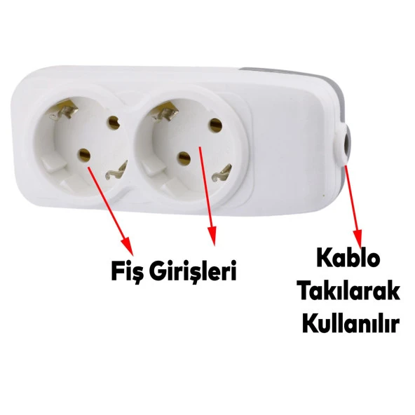 Kablosuz 2li Grup Priz Klemensli Fiş Priz Topraklı Çoklu Grup Priz Çoğaltıcı İkili - 2