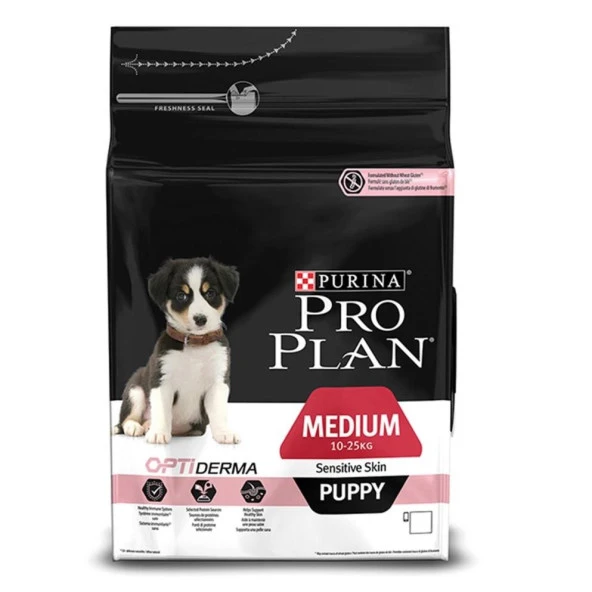 Pro Plan Optiderma Sensitive Skin Medium Orta Irk Somonlu Hassas Derili Yavru Köpek Maması 3 kg