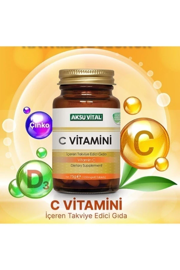C Vitamini Aksuvital 1250 Mg 60 Tablet 1 Kapsül 13 Portakala Eşdeğer