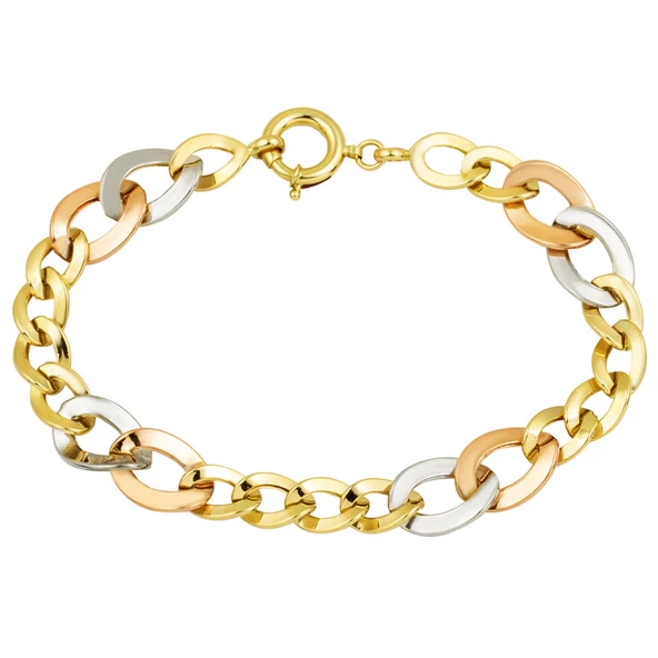 Halkalı Tria Renkli 14 Ayar Altın Bayan Bileklik ürün görseli 1