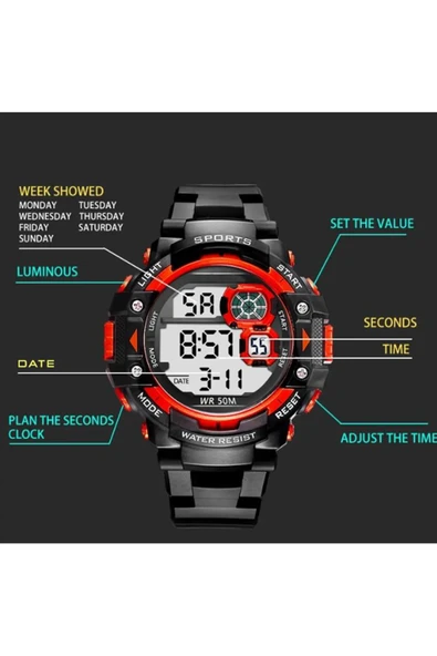 Dijital Çocuk Kol Saati STC000404 - Kronometre Alarm Takvim LED - 5