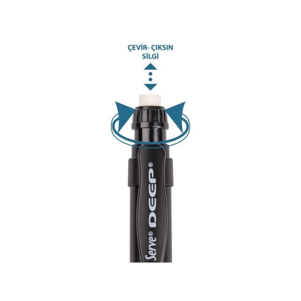 Serve Deep Mekanik Uçlu Kalem 0.7 mm Metalik Mr. Siyah + Tombow 0.7 mm 2b Uç 3 Adet - 4