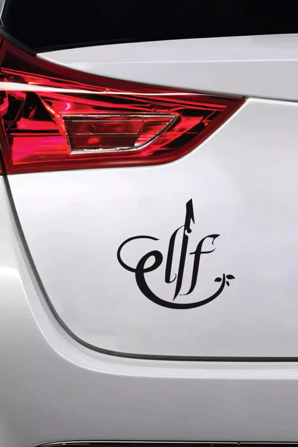 Elif Yazısı Tip 1 - Araç, Oto, Laptop, Duvar Uyumlu Sticker 20*20 Cm - Resim 2