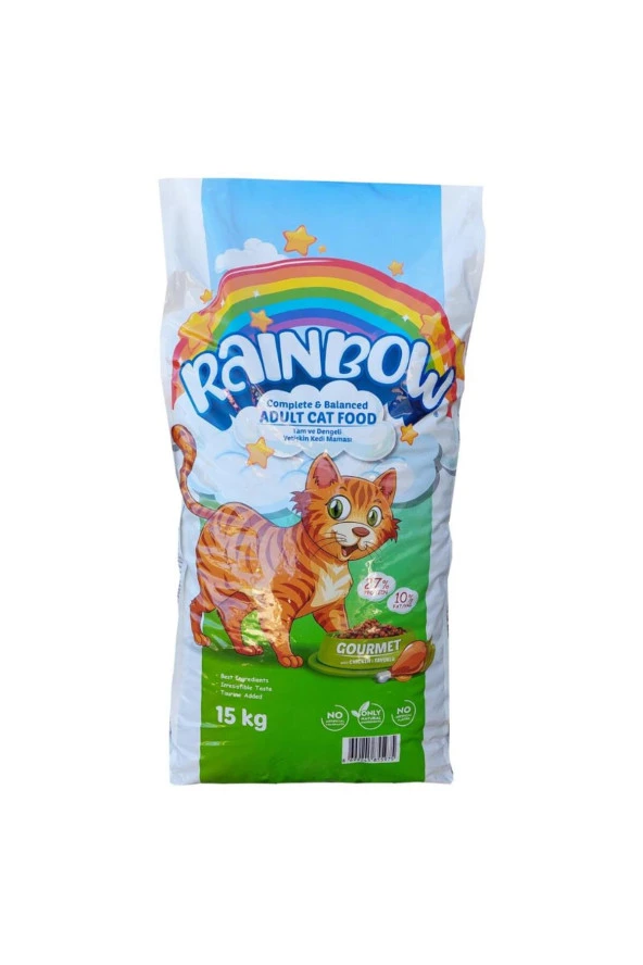 Rainbow Gourmet Tavuklu ve Sebzeli Yetişkin Kedi Maması 15 kg