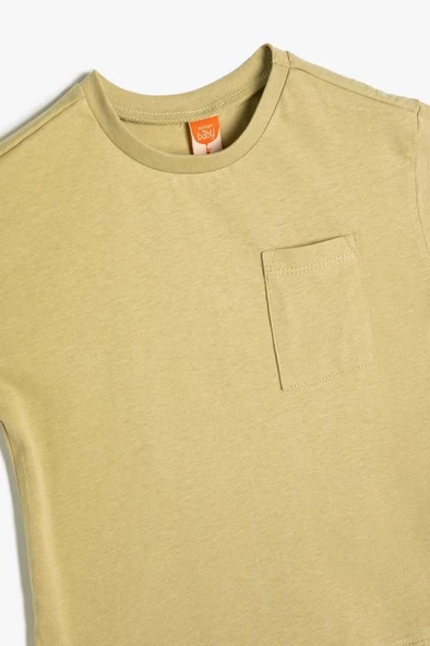 Koton Erkek Bebek Basic Tişört Kısa Kollu Cep Detaylı Pamuklu - 3