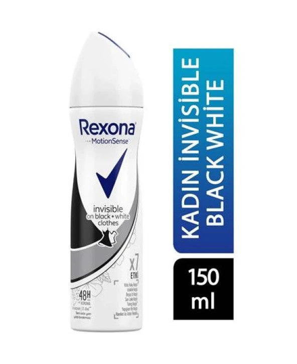 Rexona Women Deo 150 ml Invisible On Black+White Clohes x7 Etki 48h