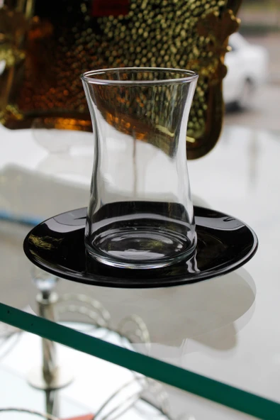 Paşabahçe Heybeli Siyah Tabaklı Çay Seti 4 Kişilik 95290 8 Parça ürün görseli