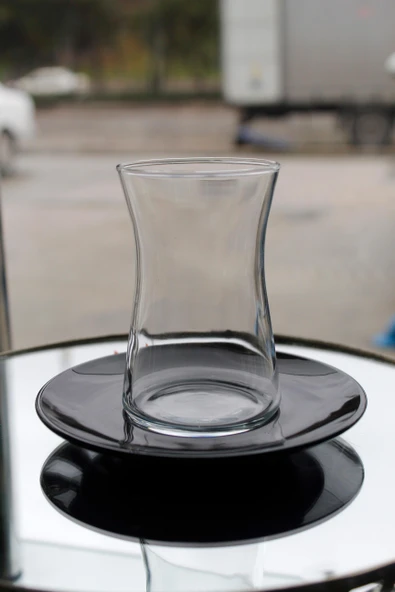 Paşabahçe Heybeli Siyah Tabaklı Çay Seti 4 Kişilik 95290 8 Parça - Resim 2