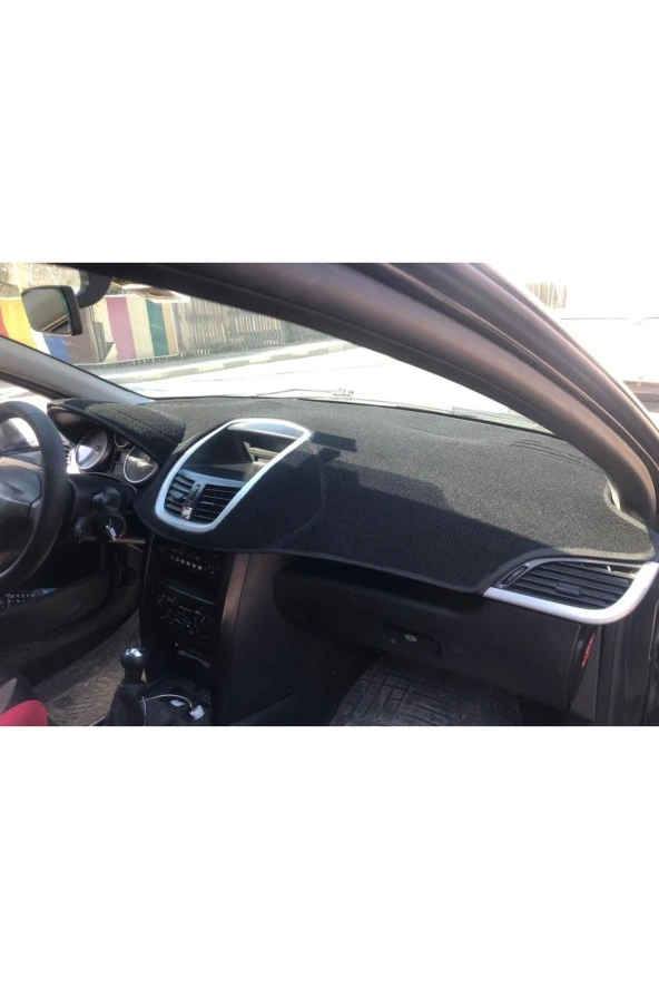 Peugeot 207 2007-2012 Modelleri Için Uygun Torpido Koruma Halısı Siyah Kenar Renk Siyah - 2