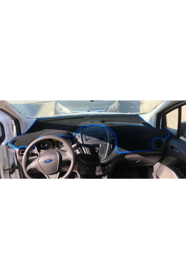 Ford Courier 2013-2020 Ekransız Modelleri Için Uygun Torpido Koruma Halısı Siyah Kenar Renk Mavi