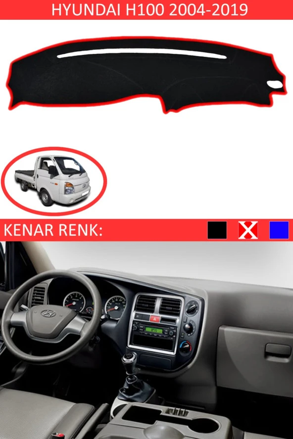 Hyundai H100 2004-2019 Için Uygun Torpido Koruma Halısı Siyah Kenar Renk Kırmızı ürün görseli