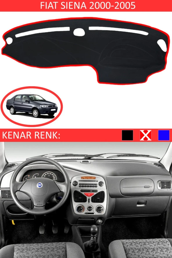 Fiat Siena 2000-2005 Için Uygun Torpido Koruma Halısı Siyah Kenar Renk Kırmızı ürün görseli