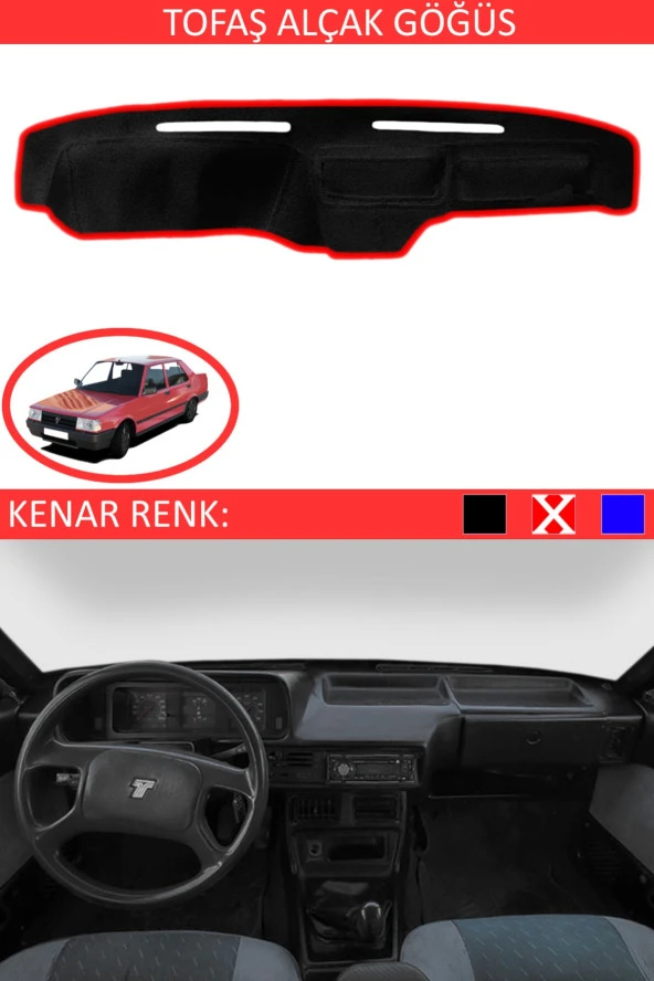 Tofaş Alçak Göğüs Için Uygun Torpido Koruma Halısı Siyah Kenar Renk Kırmızı