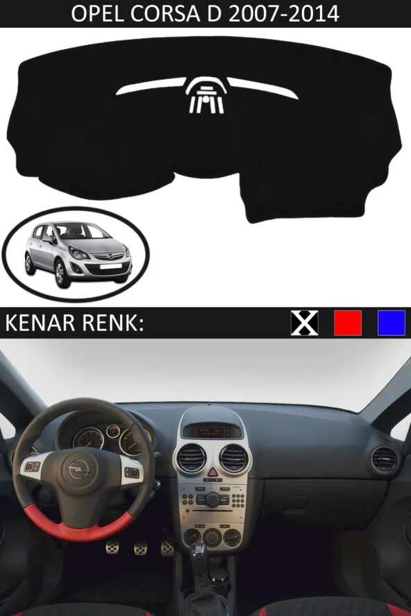 Opel Corsa D 2007-2014 Için Uygun Torpido Koruma Halısı Siyah Kenar Renk Siyah